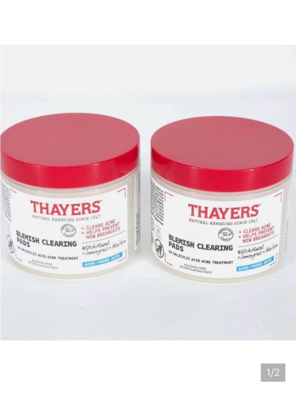 NWT Thayers Blemish Clearing Pads 2-Pack Acne Treatment Pads 120 Total Count